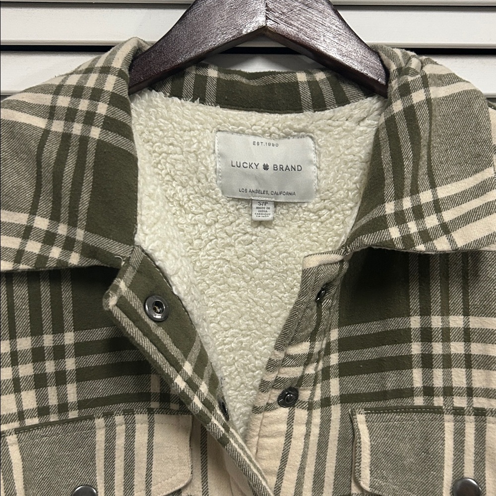 Lucky Brand Green and Cream Plaid Utility Jacket - Picture 2 of 3